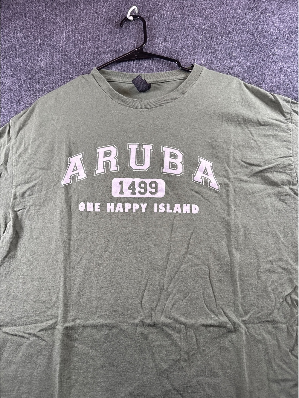 Aruba Mens XL Green 1499 One Happy Island Souvenir Graphic T Shirt